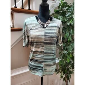 Chico's Women's Multicolor Polyester Round Neck Half Sleeve Top Shirt Size 0